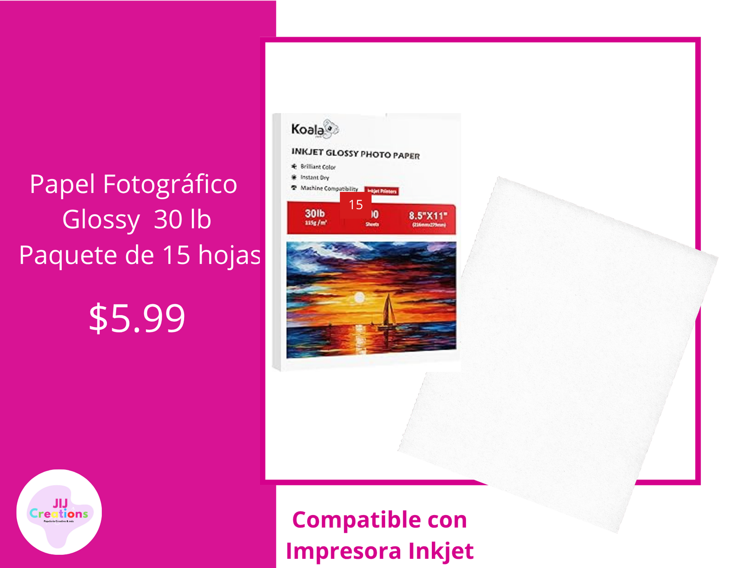 Papel fotográfico 30lb