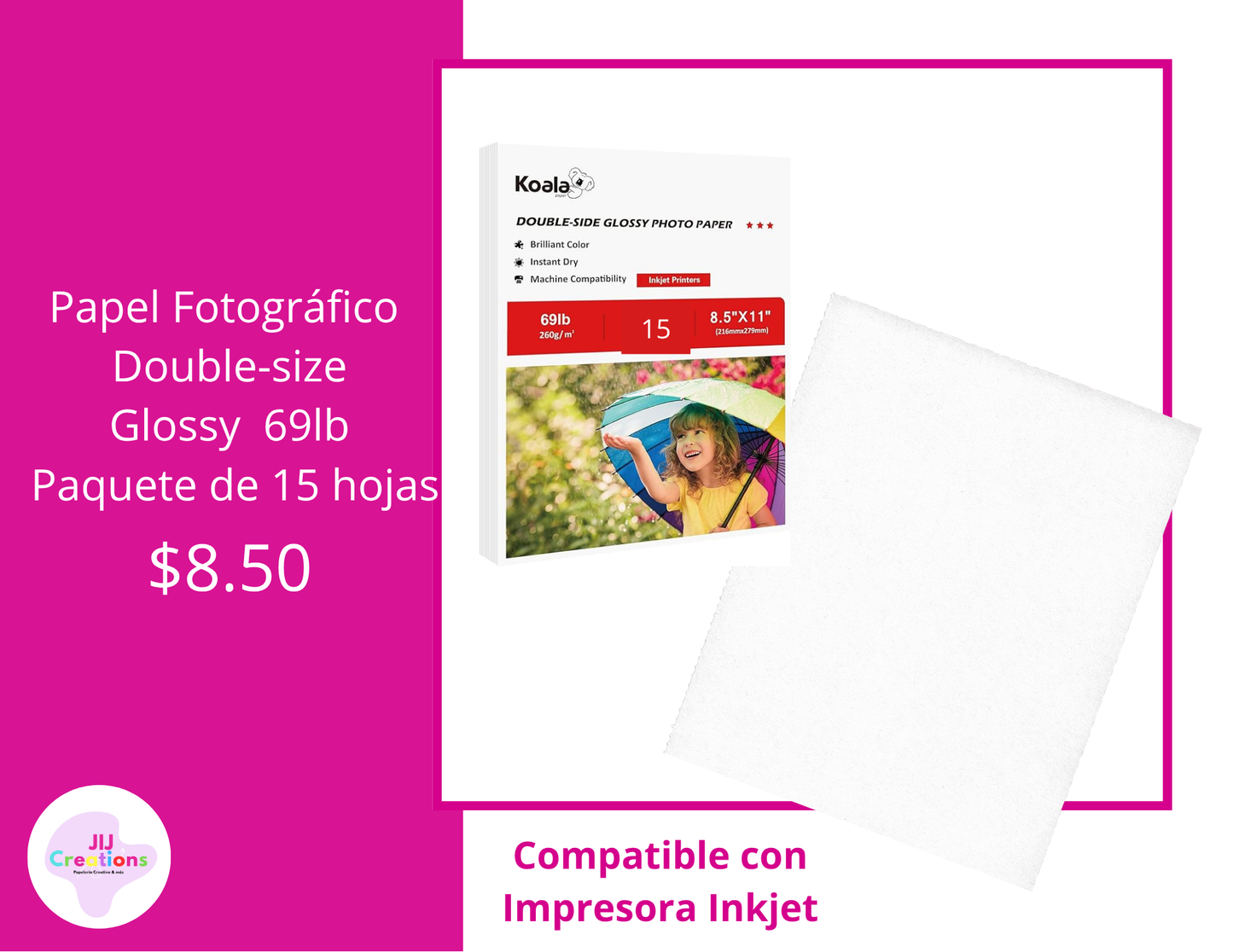 Papel fotográfico 69lb Double Size